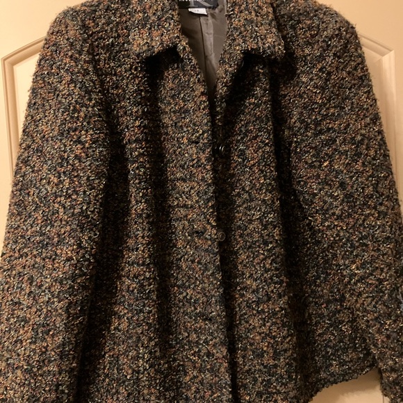 Requirements Woman 12 Jacket. Brown multi-color. Boucle fabric. Lined - Picture 4 of 10